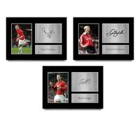 HWC Trading Giggs, Scholes & Beckham Gifts Printed Signed Autograph Picture for Football Fans and Supporters - A4