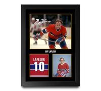 HWC Trading Guy Lafleur Ice Hockey Signed Autograph Framed A4 Print Gift | Printed Replica Autographs, Black Frame Made in Our UK Workshop, Stands or Hangs, Memorabilia Gift, Wall Art