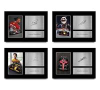 HWC Trading Hamilton, Verstappen, Norris & Leclerc Gifts Printed Signed Autograph Picture for F1 Formula 1 Racing Fans - A4