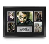 HWC Trading Heath Ledger Joker Presents Personalised Gift - Signed Autograph Picture, Framed A3 Film Photo Display with Custom Name Message for Birthday Christmas Wedding
