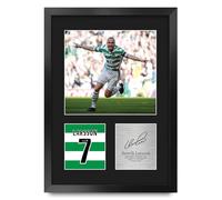HWC Trading Henrik Larsson Celtic Gifts Printed Signed Autograph Picture for Football Fans and Supporters - A3 Portrait Framed
