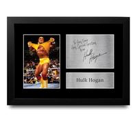 HWC Trading Hulk Hogan WWE Personalised Gift - Signed Autograph Picture, Framed A4 Wrestling Memorabilia with Custom Name Message for Birthday Christmas Wedding