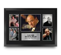 HWC Trading James Gandolfini Sopranos Tony Personalised Gift - Signed Autograph Picture, Framed A3 TV Photo Display with Custom Name Message for Birthday Christmas Wedding
