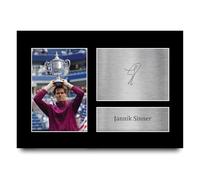 HWC Trading Jannik Sinner Gifts Printed Signed Autograph Picture for Tennis Memorabilia Fans - A4