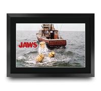 HWC Trading Jaws Scene 2 Shaw, Dreyfuss & Scheider Gifts Printed Signed Autograph Picture for Movie Memorabilia Fans - A3 Framed