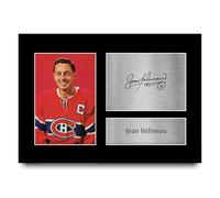 HWC Trading Jean Beliveau Montreal Canadiens Gifts Printed Signed Autograph Picture for Ice Hockey Fans - A4