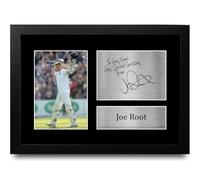 HWC Trading Joe Root Personalised Gift - Signed Autograph Picture, Framed A4 Cricket Memorabilia with Custom Name Message for Birthday Christmas Wedding