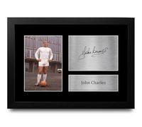 HWC Trading John Charles Leeds United Gifts Printed Signed Autograph Picture for Football Fans and Supporters - A4 Framed