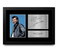 HWC Trading John Travolta Personalised Gift - Signed Autograph Picture, Framed A4 Film Memorabilia with Custom Name Message for Birthday Christmas Wedding