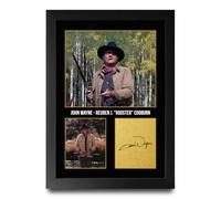 HWC Trading John Wayne True Grit Reuben J. 'Rooster' Cogburn Gifts Printed Signed Autograph Picture for Movie Memorabilia Fans - A4 Framed Print (ID-005981)