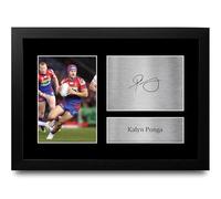 HWC Trading Kalyn Ponga Magpies Knights Gifts Printed Signed Autograph Picture for Rugby League Fans - A4 Framed