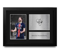 HWC Trading Khvicha Kvaratskhelia Paris Blue and Reds Gifts Printed Signed Autograph Picture for Football Fans and Supporters - A4 Framed
