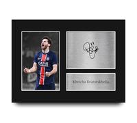 HWC Trading Khvicha Kvaratskhelia Paris Blue and Reds Gifts Printed Signed Autograph Picture for Football Fans and Supporters - A4
