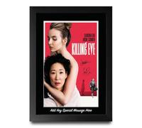 HWC Trading Killing Eve Personalised Signed Poster Framed A4 Custom Message | Printed Replica Autographs, Black Frame Made in Our UK Workshop, Stands or Hangs, Memorabilia Gift, Wall Art