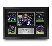 HWC Trading Kylian Mbappe, Lionel Messi & Neymar Jr Printed Memorabilia Signed Autograph Photograph Display for Football Fans and Supporters - A3 Framed