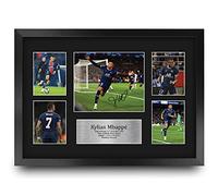 HWC Trading Kylian Mbappe Paris Blue and Reds Printed Memorabilia Signed Autograph Photograph Display for Football Fans and Supporters - A3 Framed