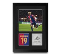 HWC Trading Lamine Yamal Barcelona Gifts Printed Signed Autograph Picture for Football Fans and Supporters - A4 Portrait Framed