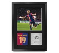 HWC Trading Lamine Yamal Barcelona Gifts Printed Signed Autograph Picture for Football Fans and Supporters - A3 Portrait Framed