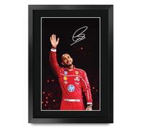 HWC Trading Lewis Hamilton Ferrari Scene 132 Gifts Printed Signed Autograph Picture for F1 Formula 1 Racing Fans - A3 Framed