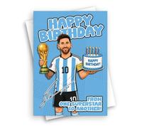 HWC Trading Lionel Messi Argentina Birthday Card, Football Greeting Card | Blank Inside for Your Own Message, Matching Envelope, Printed in the UK, Gift for Him or Her