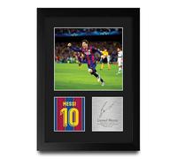 HWC Trading Lionel Messi Barcelona Gifts Printed Signed Autograph Picture for Football Fans and Supporters - A4 Portrait Framed