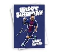 HWC Trading Lionel Messi Birthday Card, Football Fan Greeting Card | Blank Inside for Your Own Message, Matching Envelope, Printed in the UK, Gift for Him or Her