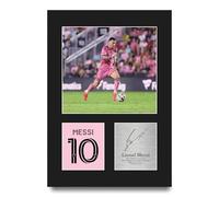 HWC Trading Lionel Messi Inter Miami Gifts Printed Signed Autograph Picture for Football Fans and Supporters - A4 Portrait
