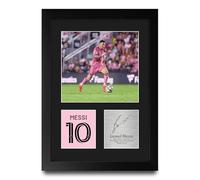 HWC Trading Lionel Messi Inter Miami Gifts Printed Signed Autograph Picture for Football Fans and Supporters - A4 Portrait Framed