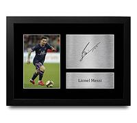 HWC Trading Lionel Messi Paris Blue and Reds Gifts Printed Signed Autograph Picture for Football Fans and Supporters - A4 Framed