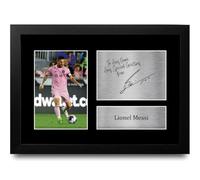 HWC Trading Lionel Messi Personalised Gift - Signed Autograph Picture, Framed A4 Entertainment Memorabilia with Custom Name Message for Birthday Christmas Wedding