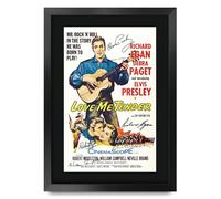 HWC Trading Love Me Tender Elvis Presley Gifts Printed Poster Signed Autograph Picture for Movie Memorabilia Fans - A3 Framed