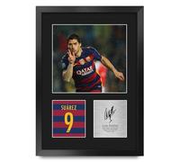 HWC Trading Luis Suarez Barcelona Gifts Printed Signed Autograph Picture for Football Fans and Supporters - A3 Portrait Framed