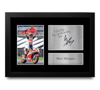 HWC Trading Marc Marquez Personalised Gift - Signed Autograph Picture, Framed A4 MotoGP Memorabilia with Custom Name Message for Birthday Christmas Wedding