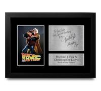 HWC Trading Michael J Fox and Christopher Lloyd Back to the Future Personalised Gift - Signed Autograph Picture, Framed A4 Film Memorabilia with Custom Name Message for Birthday Christmas Wedding