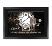 HWC Trading Michael J Fox & Christopher Lloyd Back to the Future Gifts Printed Signed Autograph Picture for Movie Memorabilia Fans - A3 Framed (ID-006202)