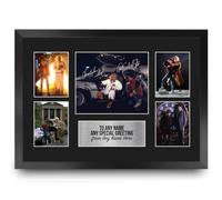 HWC Trading Michael J Fox & Christopher Lloyd Back to the Future Personalised Gift - Signed Autograph Picture, Framed A3 Film Photo Display with Custom Name Message for Birthday Christmas Wedding