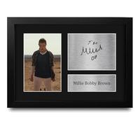 HWC Trading Millie Bobby Brown V2 Strange Hawkins Thing Gifts Printed Signed Autograph Picture for TV Show Fans - A4 Framed