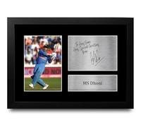 HWC Trading MS Dhoni India Personalised Gift - Signed Autograph Picture, Framed A4 Cricket Memorabilia with Custom Name Message for Birthday Christmas Wedding