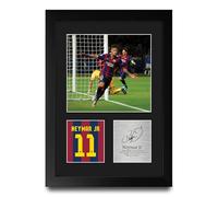 HWC Trading Neymar Jr Barcelona Gifts Printed Signed Autograph Picture for Football Fans and Supporters - A4 Portrait Framed