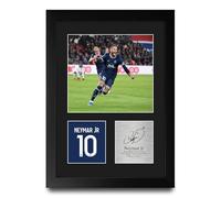 HWC Trading Neymar Jr Paris Blue and Reds Gifts Printed Signed Autograph Picture for Football Fans and Supporters - A4 Portrait Framed