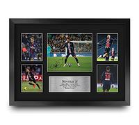 HWC Trading Neymar Jr Paris Blue and Reds Gifts Printed Signed Autograph Picture for Football Fans and Supporters - A3 Framed