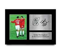HWC Trading Ole Gunnar Solskjaer & Teddy Sheringham Signed A4 Printed Autograph Photo Display