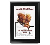 HWC Trading Papillon 1973 Steve McQueen Gifts Printed Poster Signed Autograph Picture for Movie Memorabilia Fans - A3 Framed