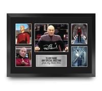 HWC Trading Patrick Stewart Star Trek Jean-Luc Picard Personalised Gift - Signed Autograph Picture, Framed A3 TV Photo Display with Custom Name Message for Birthday Christmas Wedding