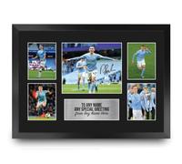 HWC Trading Phil Foden Personalised Gift - Signed Autograph Picture, Framed A3 Football Photo Display with Custom Name Message for Birthday Christmas Wedding
