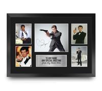 HWC Trading Pierce Brosnan James Bond Personalised Gift - Signed Autograph Picture, Framed A3 Film Photo Display with Custom Name Message for Birthday Christmas Wedding