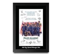 HWC Trading Police Academy Personalised Framed A4 Poster Custom Message | Printed Replica Autographs, Black Frame Made in Our UK Workshop, Stands or Hangs, Memorabilia Gift, Wall Art