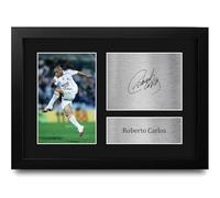 HWC Trading Roberto Carlos Real Madrid Gifts Printed Signed Autograph Picture for Football Fans and Supporters - A4 Framed