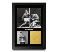 HWC Trading Rocky Marciano Gifts Printed Signed Autograph Picture for Boxer Memorabilia Fans - A4 Framed Print (ID-006104)