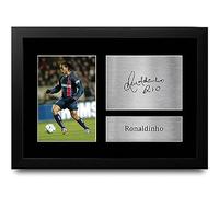 HWC Trading Ronaldinho Paris Blue and Reds Gifts Printed Signed Autograph Picture for Football Fans and Supporters - A4 Framed